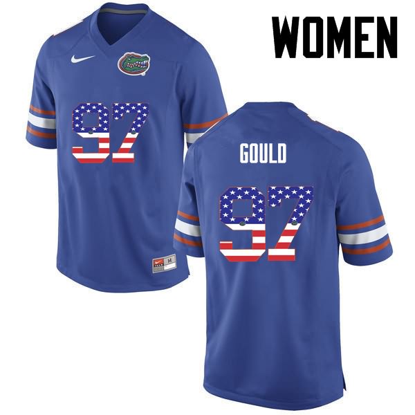 NCAA Florida Gators Jon Gould Women's #97 USA Flag Fashion Nike Blue Stitched Authentic College Football Jersey VNJ8164ZS